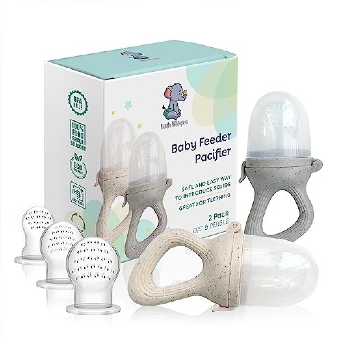 LittleWhispers Baby Fruit &amp; Food Feeder Pacifier - Pacifier Feeders for Fresh Fruit or Frozen Breastmilk - Infant Teething Relief - Set of 2