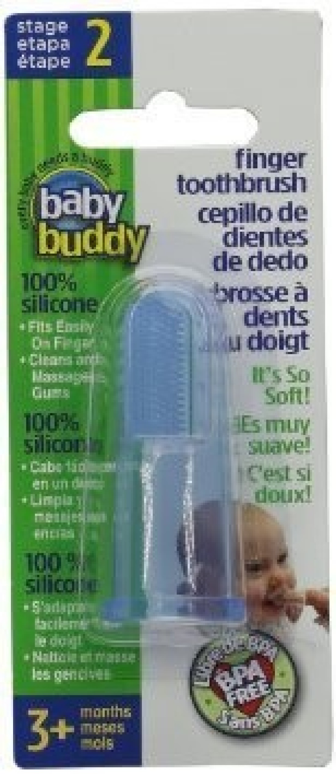 Brilliant Baby Finger Toothbrush Silicone Gum Massager Teether Brush for Babies and Toddlers 3 Months Old and Up Newborn Oral Care Products Teether Tooth and Gum Essentials Blue 1 Count
