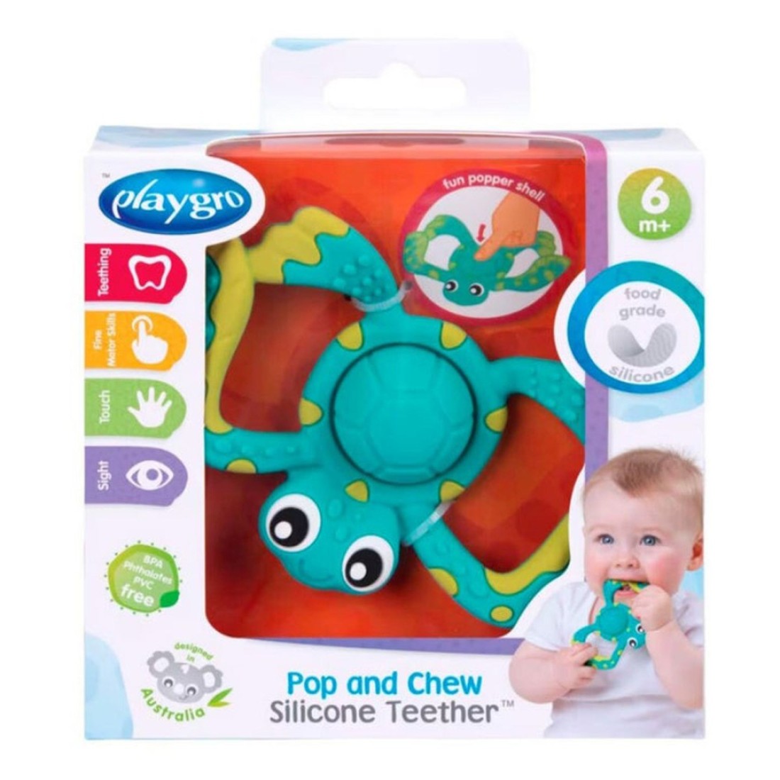 Playgro Pop and Chew Silicone Teether PG188760 6 Months and above