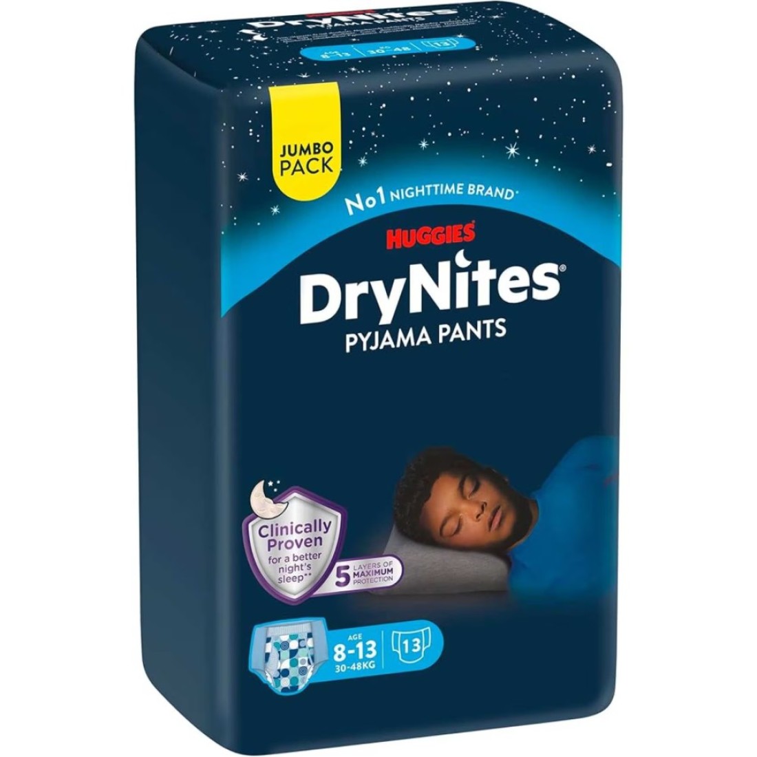 Huggies DryNites Teen Pyjama Pants for Boy 27-57kg 8 to 13 Years Jumbo Pack 13 Pants