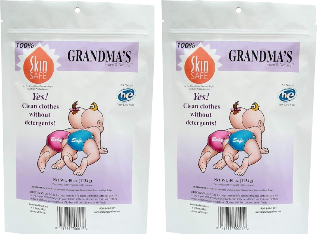 Grandmas Pure &amp; Natural All Natural Laundry Soap, White, Unscented, 40 Ounce (Pack of 2)