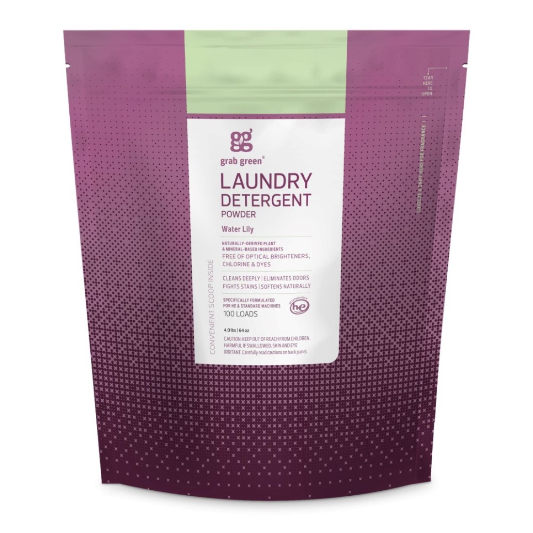 Grab Green Natural 3in1 Laundry Detergent Powder Water Lily 100 Loads