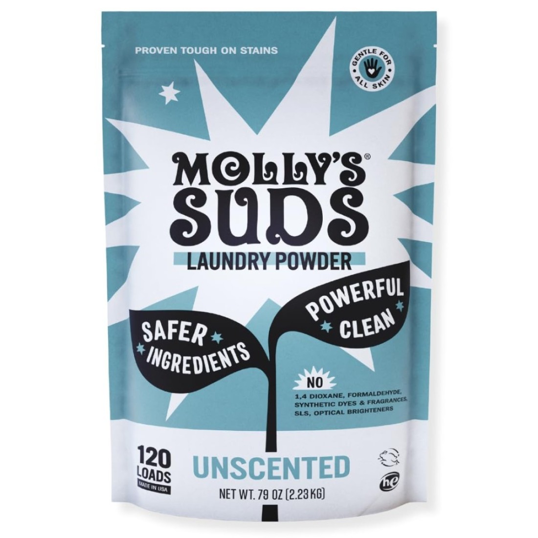 Molly&#39;s Suds Original Laundry Detergent Powder Clean Laundry Detergent Powder for Sensitive Skin Simple, Effective Ingredients, Stain Fighting 120 Loads (Unscented)