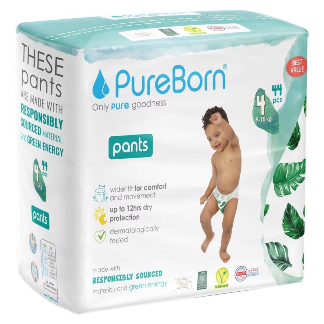 PureBorn Pull-Up Training Pants Size 4 9-15kg 44 Pants
