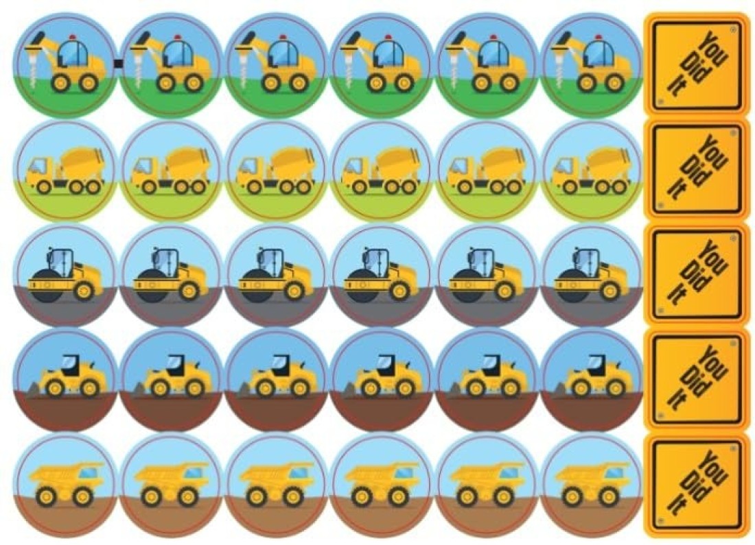 PUTSKA Tractor Crane Theme Potty Training Reusable Stickers