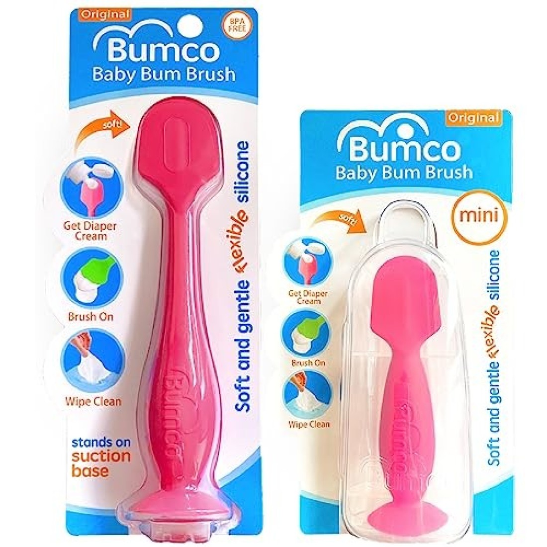 Baby Bum Brush Original Diaper Rash Cream Applicator Soft Flexible Silicone Brush Unique Gift Mini Diaper Rash Cream Applicator with Travel Case Pink Pink
