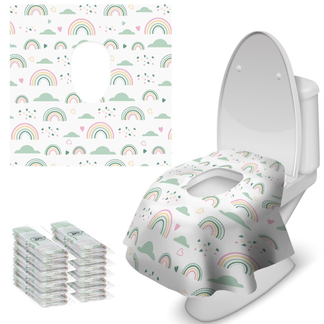 Blissful Diary 20 Pcs Toilet Seat Covers Disposable for Toddlers &amp; Adults, Extra Large Waterproof, Portable Package for Travel, Kids Potty Training