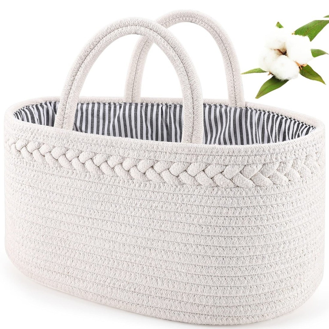 ABenkle Baby Diaper Caddy Organizer Nursery Storage Basket for Boys and Girls Baby Basket for Diapers and Wipes Gift Basket for Baby Shower Newborn Essentials Must Haves Registry for Baby White