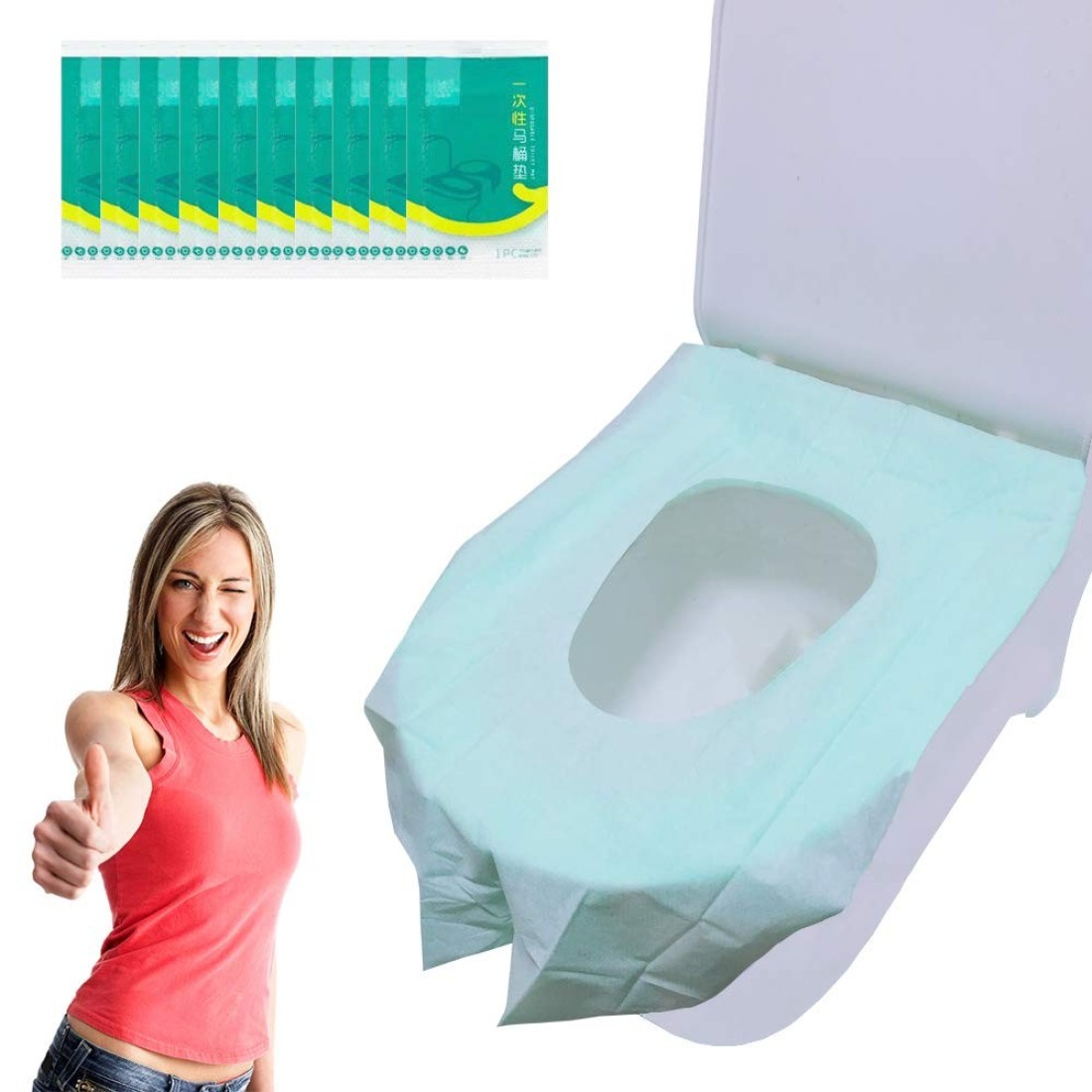 Ditind Toilet Seat Covers Disposable 30 Pcs Toilet Seat Covers for Travel Accessories 158 60cm Extra Large PE Film Travel Toilet Mats Covers for Kids and Adults Potty Training
