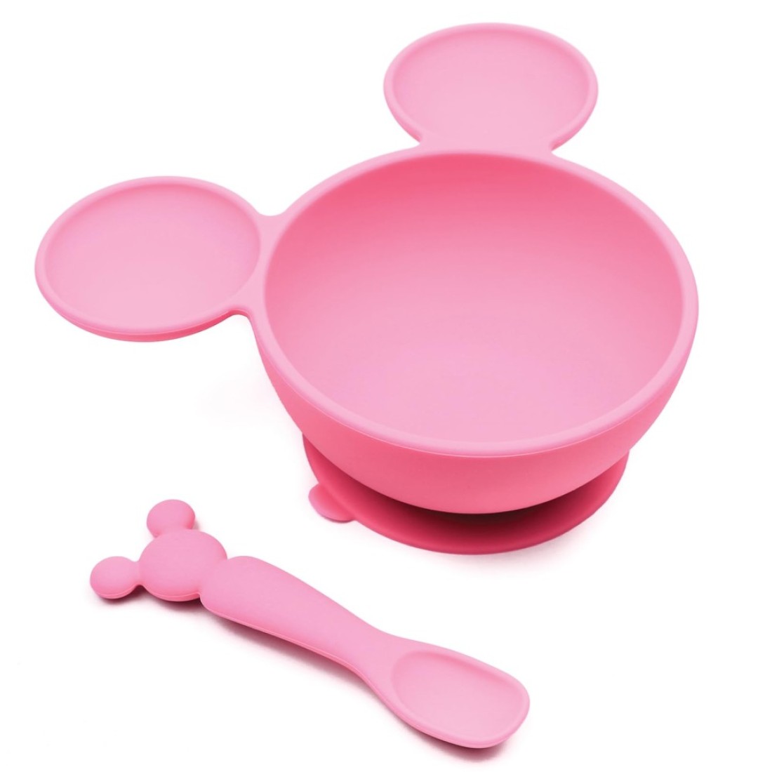 Bumkins Disney Minnie Mouse Suction Silicone Baby Feeding Set Bowl Lid Spoon BpaFree First Feeding Led Weaning 3 Piece Set