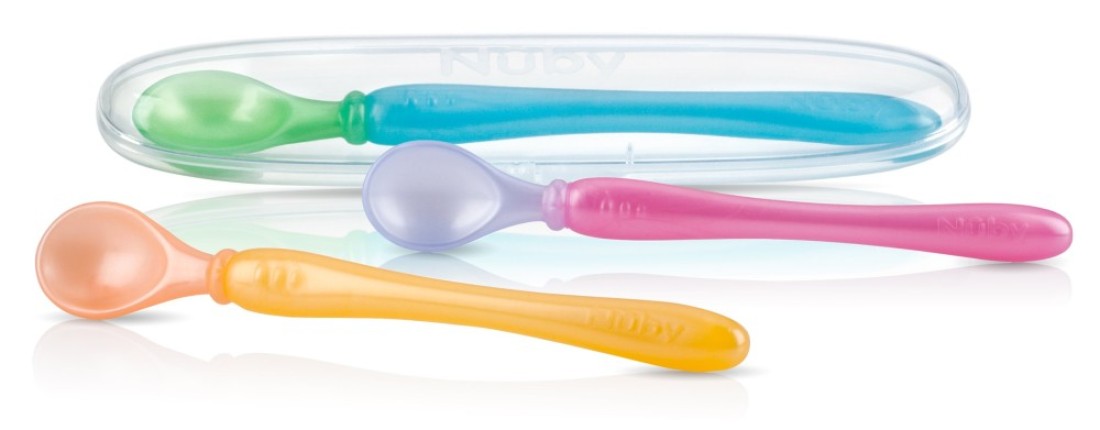 Nuby 3Pack Easy Go Spoons and Travel Case Colors May Vary 9 Months Plus