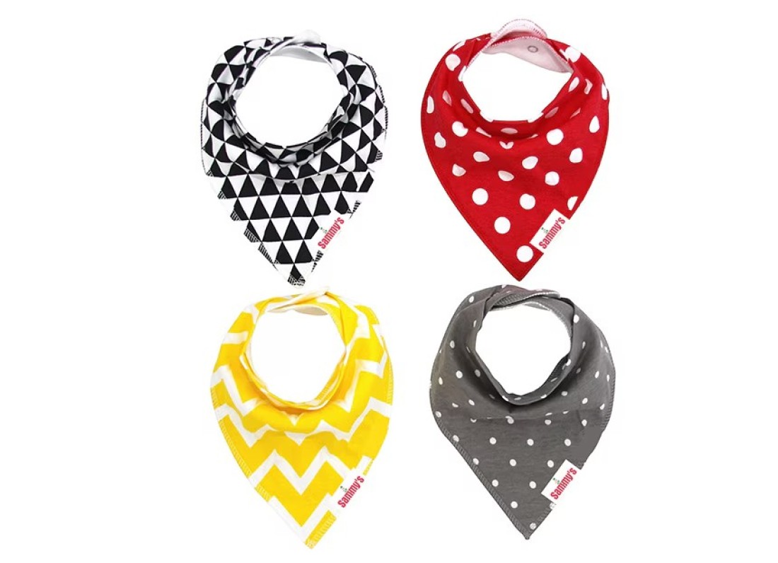 Eazy kids Bandana Bibs Set of 4 - Organic Cotton - Triangle Dots