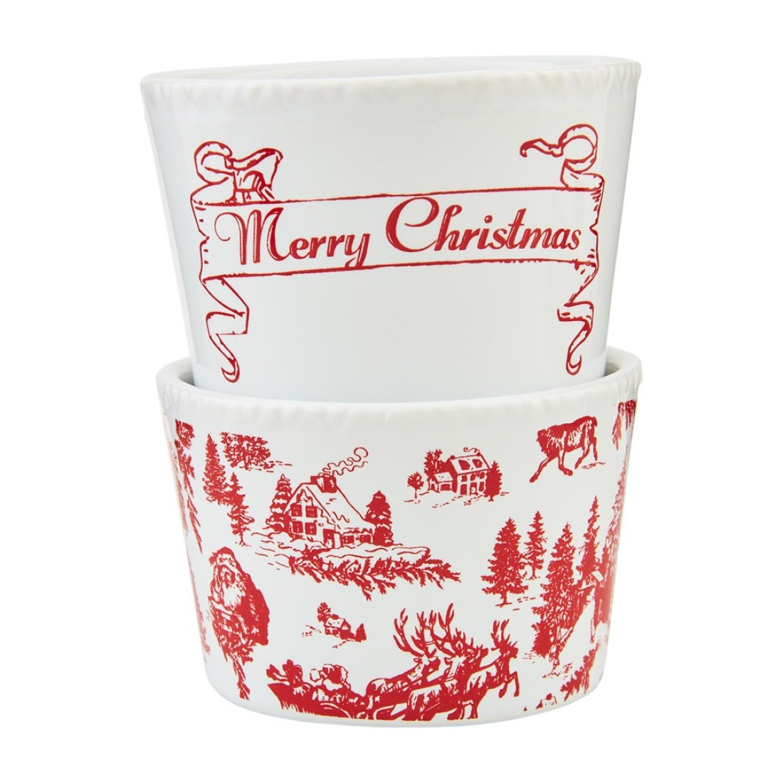 Mud Pie Word Print Tidbit Set, 2&quot; x 3&quot; dia, RED