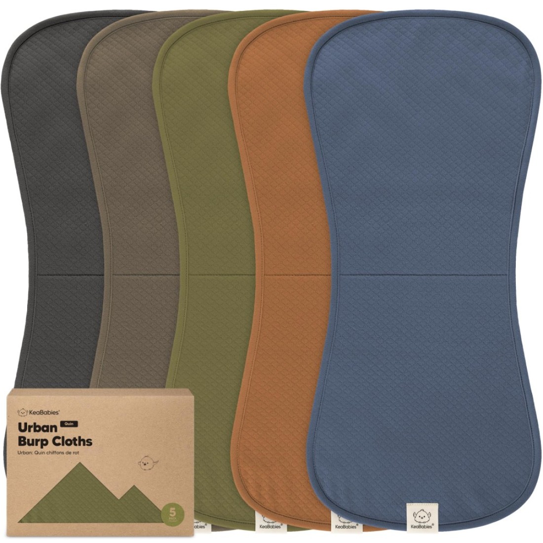 KeaBabies 5-Pack Organic Burp Cloths Baby Girl, Boy - Extra Large, Absorbent Baby Burp Cloths, Soft Burping Cloths for Babies, Newborn Burp Clothes, Cotton Burp Rags, Neutral Thick Burp Cloth (Basic)