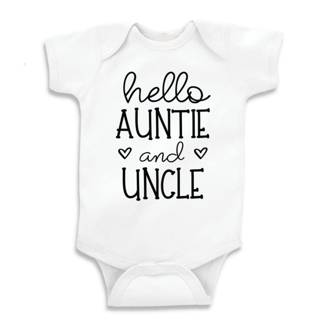 Bump and Beyond Designs Unisex Baby Pregnancy Announcement, Hello Auntie and Uncle Bodysuit (0-3 Months, White)