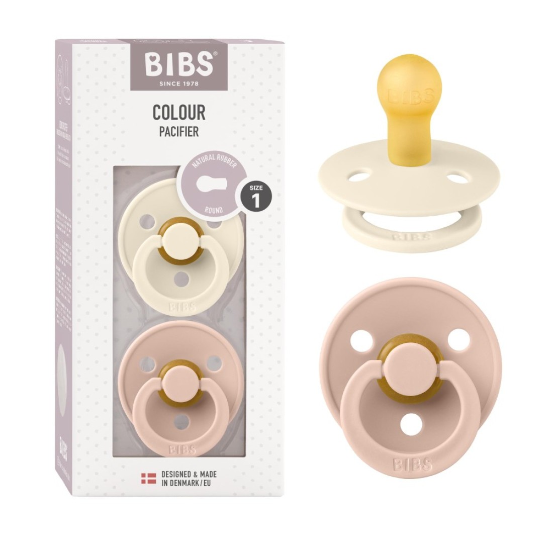 Bibs Pacifier Size 1 Baby 06M 2pcs IvoryBlush