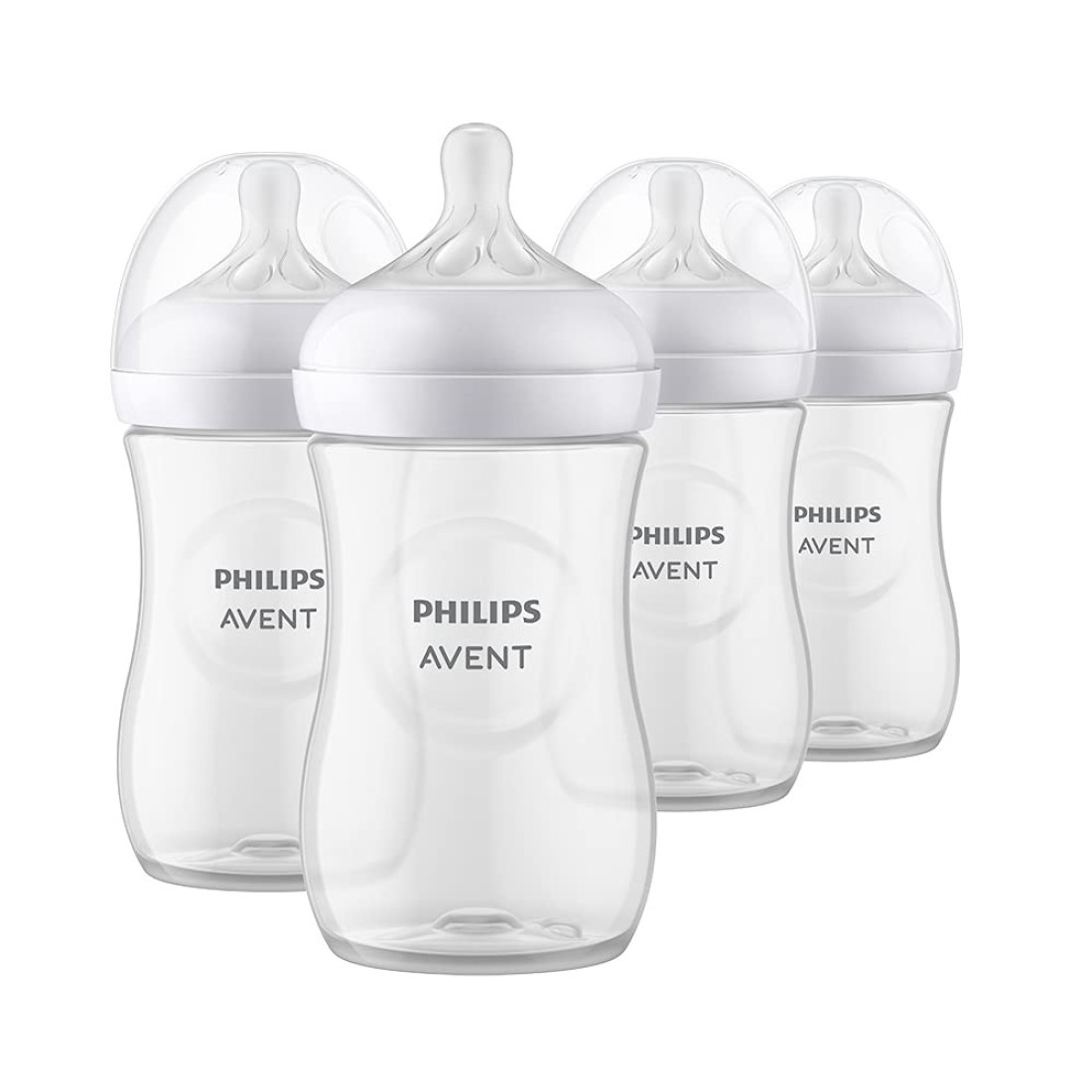PHILIPS AVENT Natural Baby Bottle with Natural Response Clear 266 ml Pack of 4 4pk SCY90304