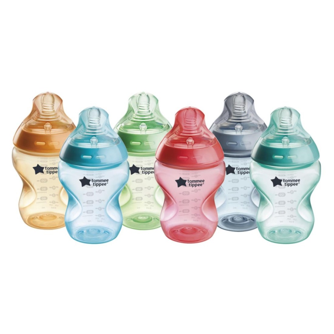 Tommee Tippee Natural Start AntiColic BPA Free Baby Bottles 9oz SlowFlow BreastLike Nipple for a Natural Latch Designed for Seamless Transitions Between Bottle and Breast Fiesta Pack of 6