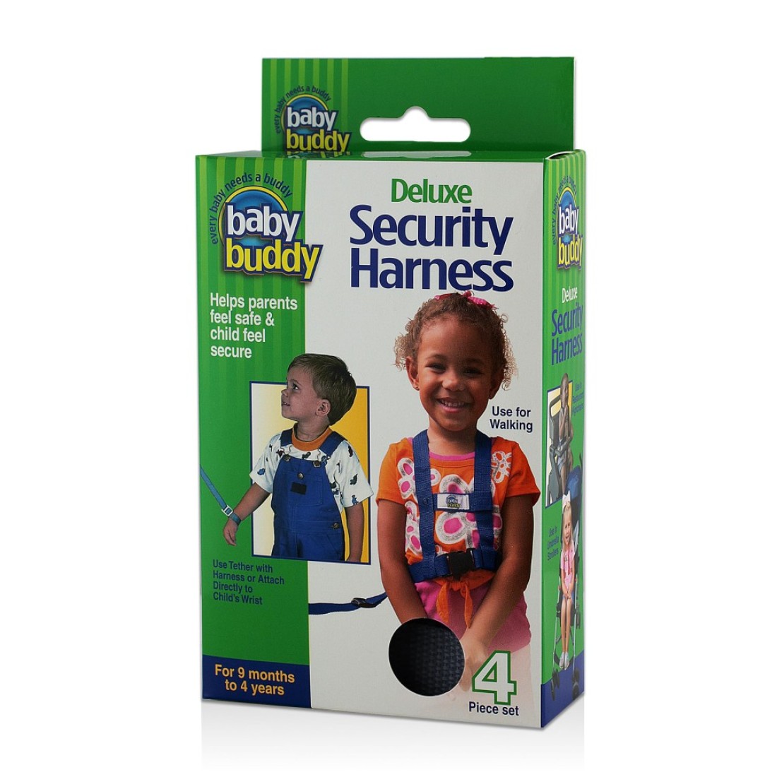Baby Buddy Deluxe Safety Harness with Adjustable Tether and Chair Restraint Straps for Ages 9 Months to 4 Years Black 4 Piece Set