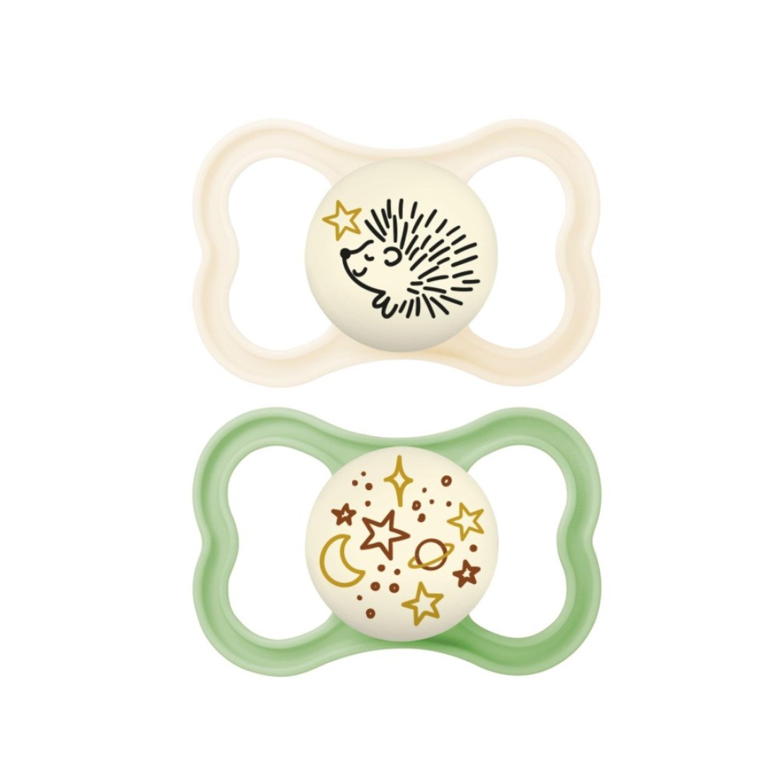 MAM Supreme Night Baby Pacifier for Sensitive Skin Patented 2 Pack 16 Months Unisex