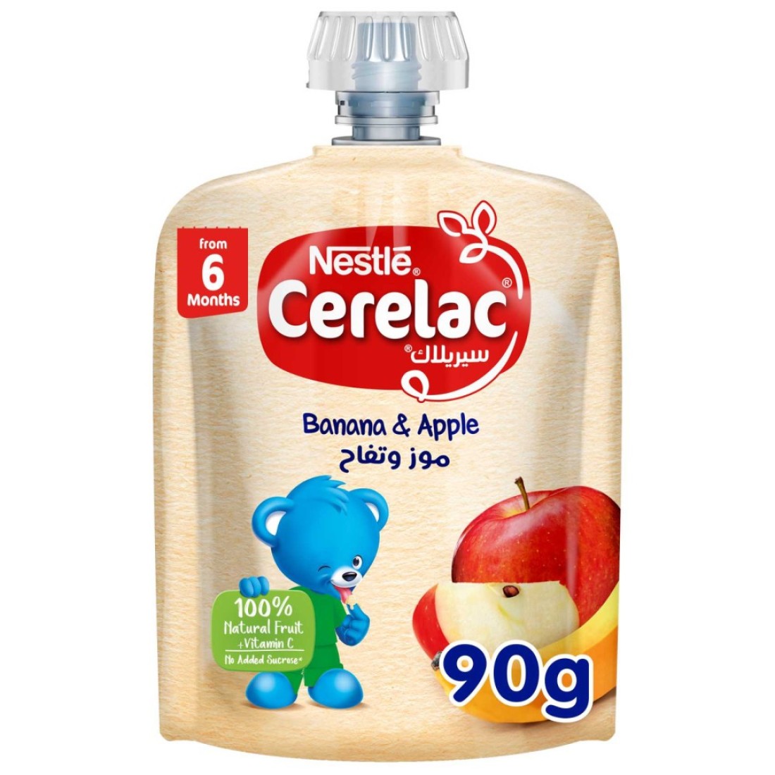 Nestle Cerelac Fruits Puree Pouch, Banana, Apple, from 6 Months, 90g