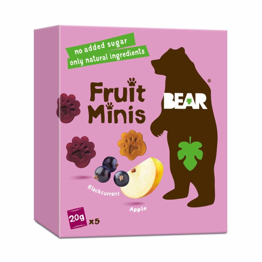 Bear Paws Apple And Blackcurrant Pure Fruit Snacks 20g Pack of 5