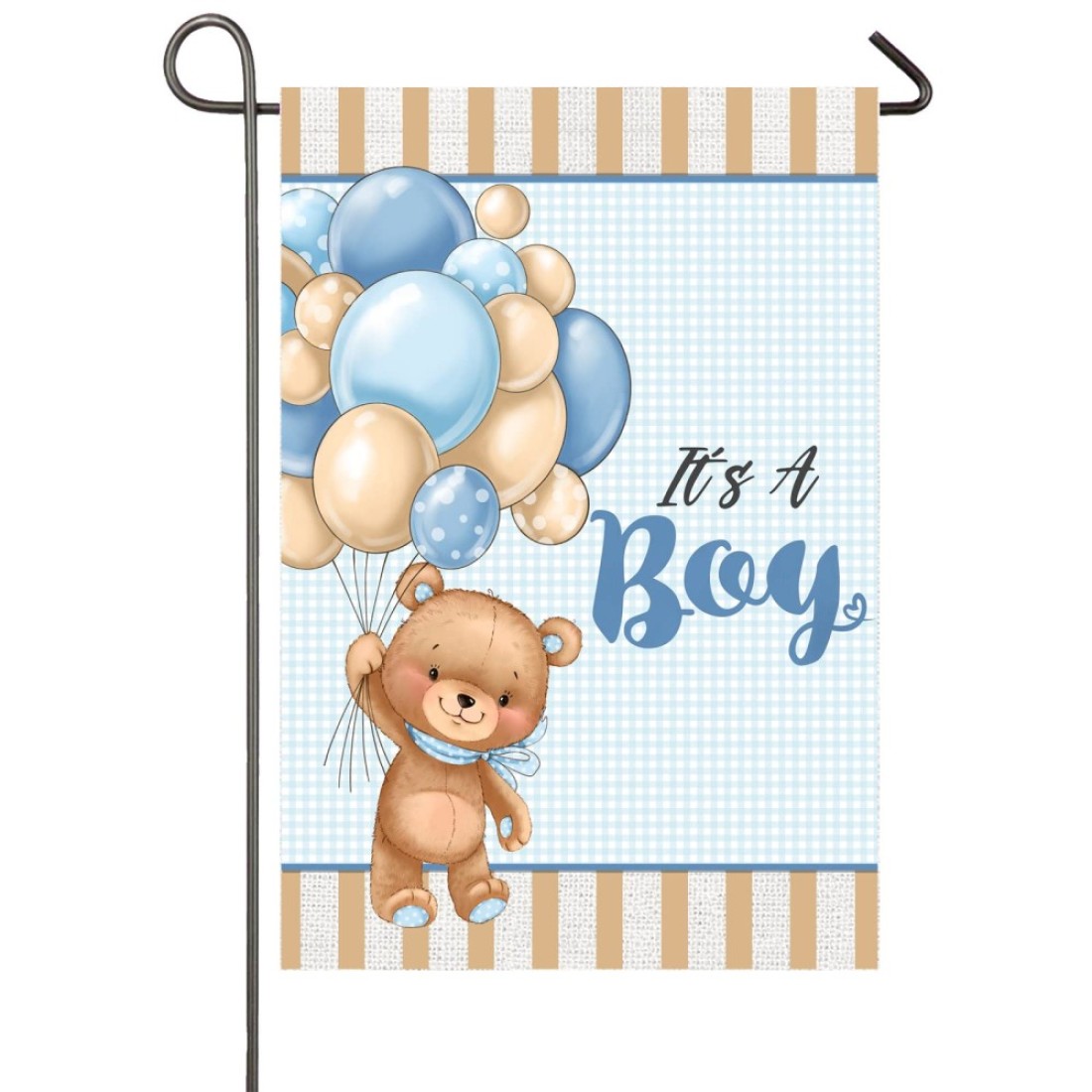 It&#39;s A Boy Garden Flag 12x18 Inch Double Sided Teddy Bear Balloons Baby Boy Garden Flag Baby Shower Birth Announcement Gender Reveal Newborn Baby Welcome Banner Outdoor Yard Decoration