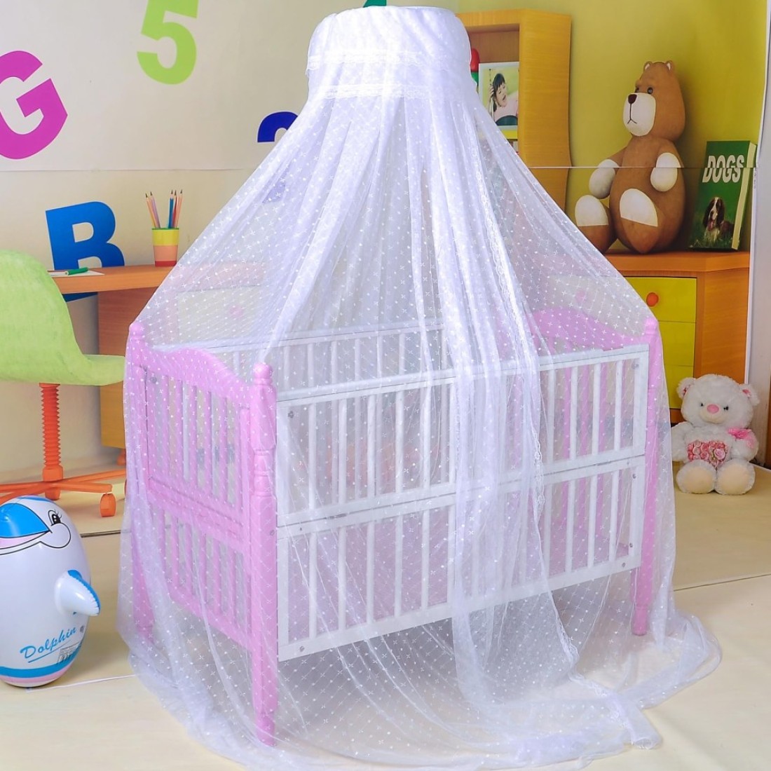 Cdycam Baby Infant Toddler Bed Dome Cots Mosquito Netting Hanging Bed Net Mosquito Bar Frame PalaceStyle Crib Bedding Set White Mosquito Netting Only Without Stand