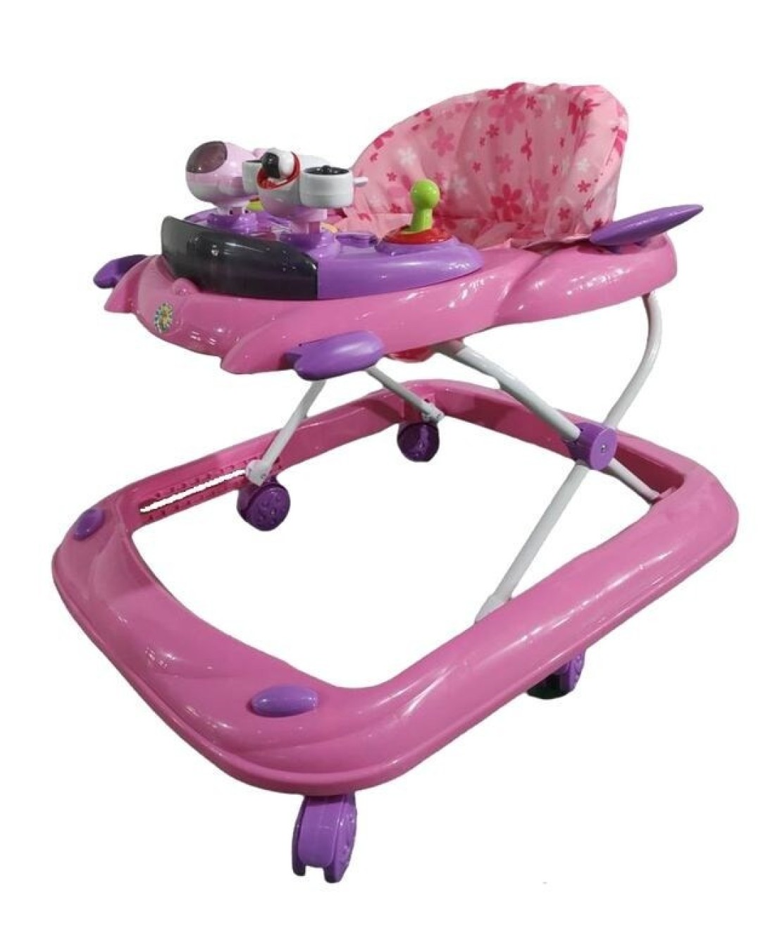 Lovely Baby Foldable Kids Walker BW10 with Adjustable Height, Musical Toys, Rotating Wheels, Comfortable &amp; Safe Activity Walker for Toddlers, Small Infant Boy Girl 6-18 months - Pink