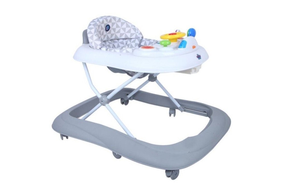Lovely Baby Foldable Kids Walker LB 256 with Adjustable Height, Musical Toys, Rotating Wheels, Comfortable &amp; Safe Activity Walker for Toddlers, Small Infant Boy Girl 6-18 months - Grey