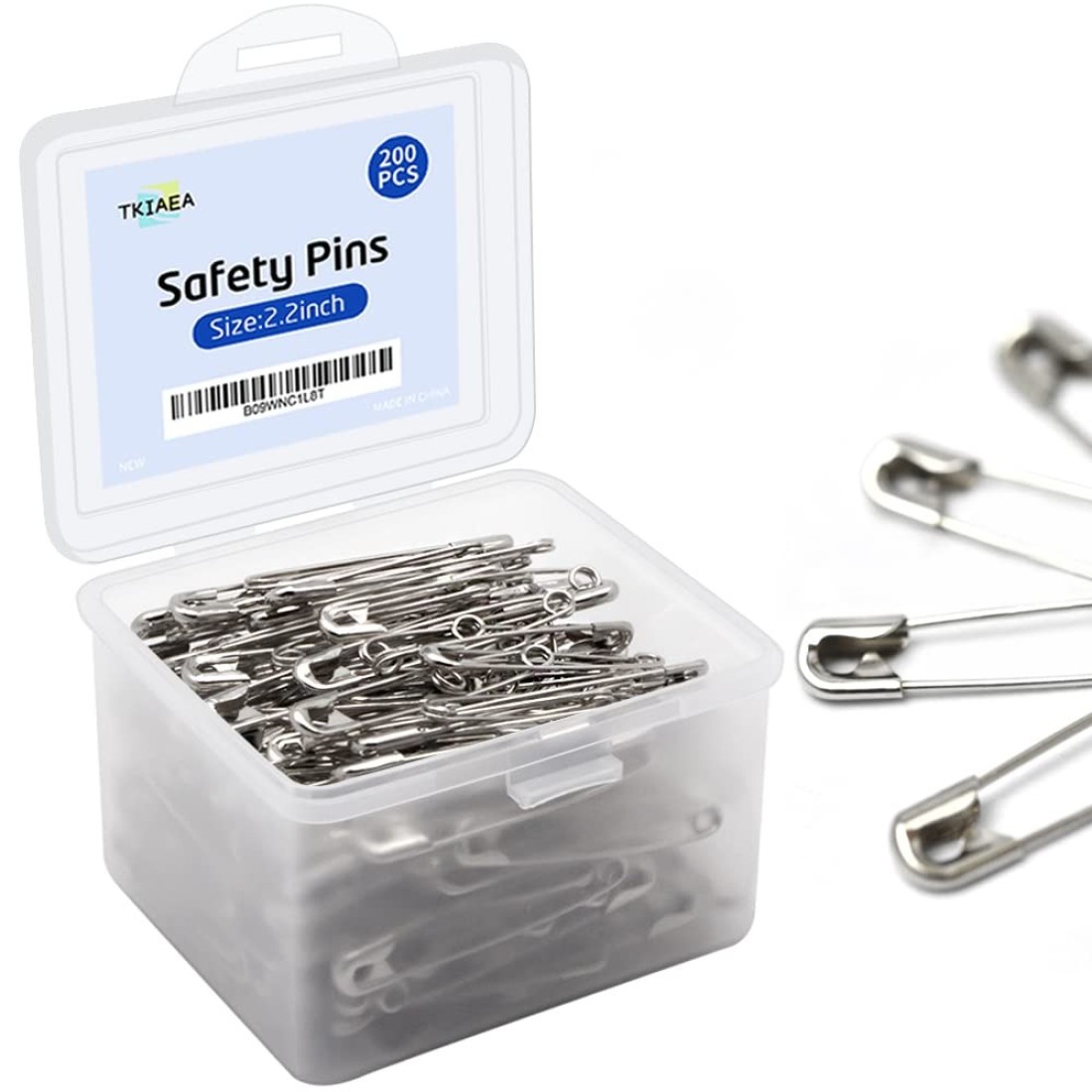 Tkiaea Safety Pins 200Pcs Large Safety Pins 22 Inches Safety Pin Bulk for Art Craft Sewing Baby Clothing Quilts Jewelry Making