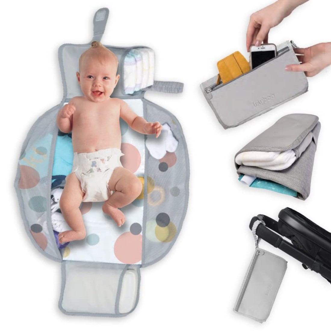 Lulyboo Portable Diaper Changing Pad - Diaper Changer Travel Bag &amp; Baby Changing Pad, Foldable Baby Changing Mat, Portable Changing Pad for Baby Gift - Changing Station, Baby Registry Search - Bubble