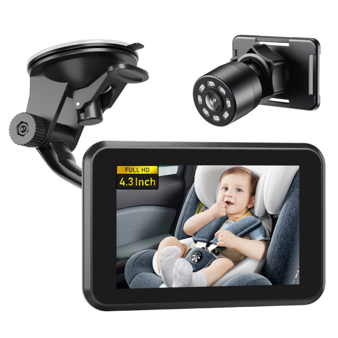 Itomoro Baby Car Camera, 4.3&quot; HD Night Vision Car Baby Monitor with Camera, Safety Seat Baby Car Mirror for Rear Facing 5 Mins Easy Installation ACZ401
