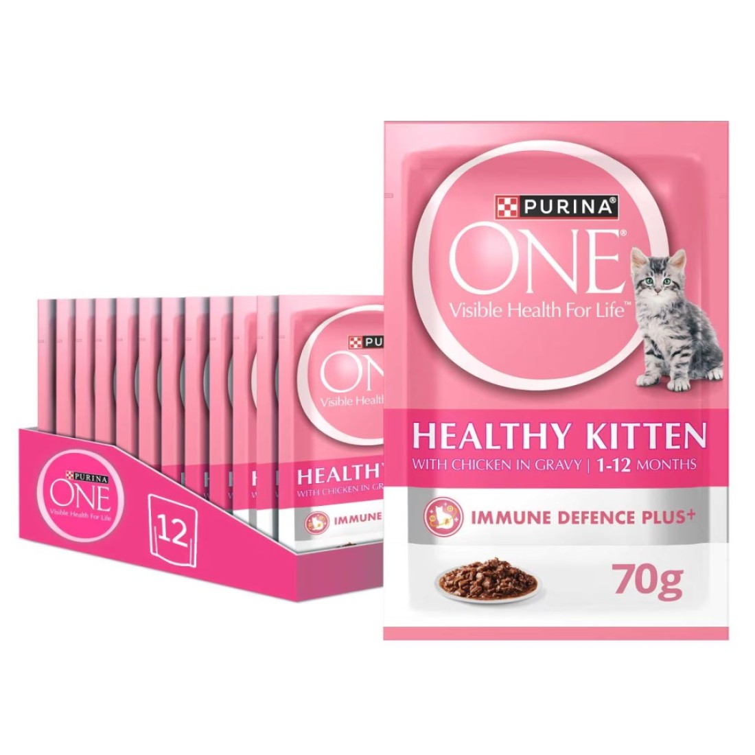 Purina One Healthy with Chicken in Gravy Kitten Wet Food, 85g Pack of 12