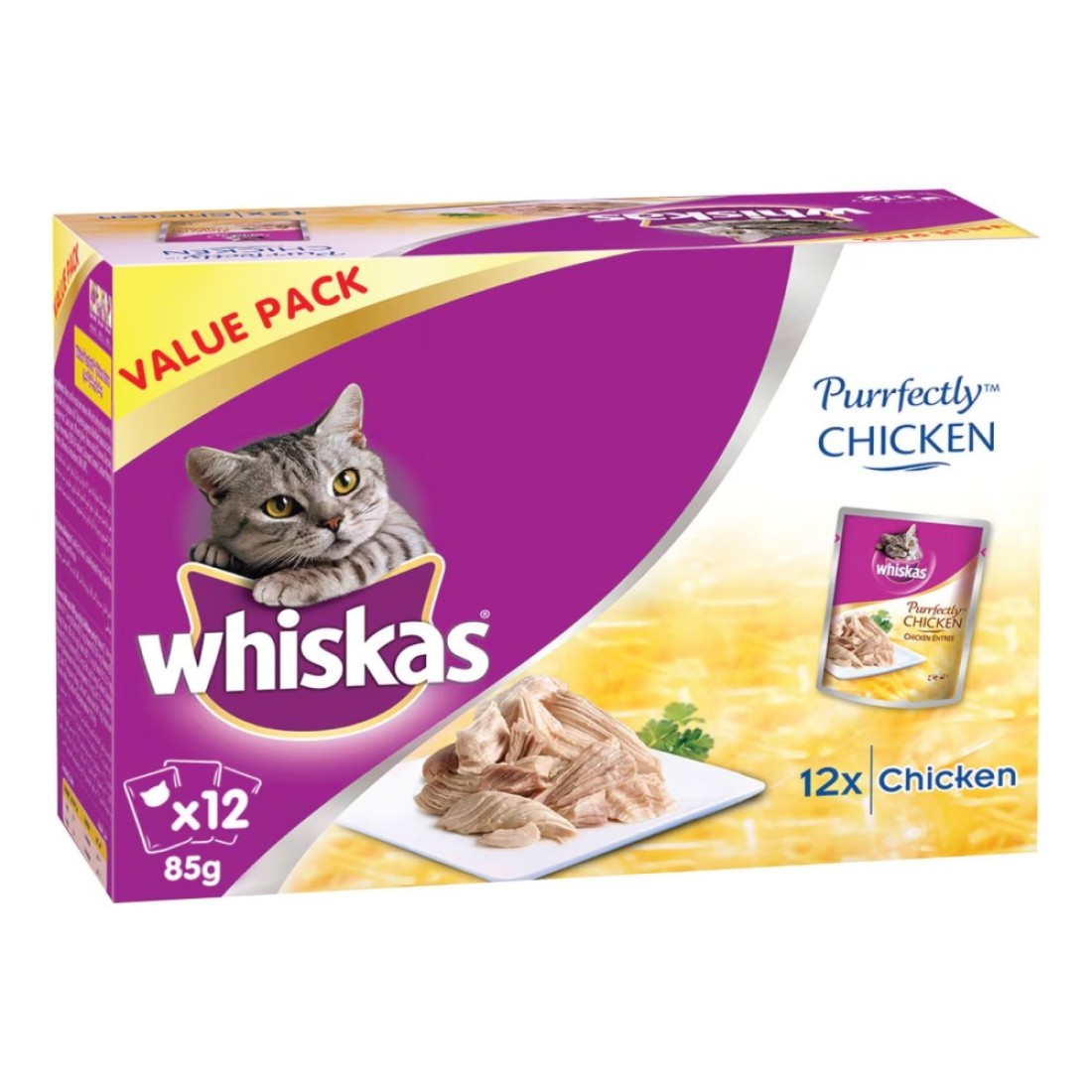 Whiskas Purrfectly Chicken Entree Wet Cat Food 85g Pack of 12