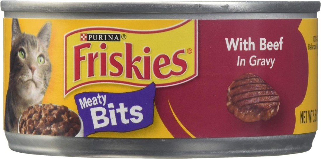 Purina Friskies Cat Wet Food Meaty Bits Beef 5.5oz - Pack of 12