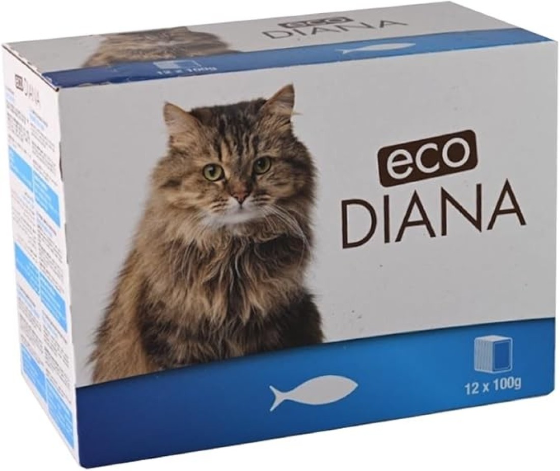 Eco Diana Cat Food (Pack of 12 - 100g Pouches) Beef Chunks in Gravy, Nutrient-Rich Complete Food For Cats- Multicolor