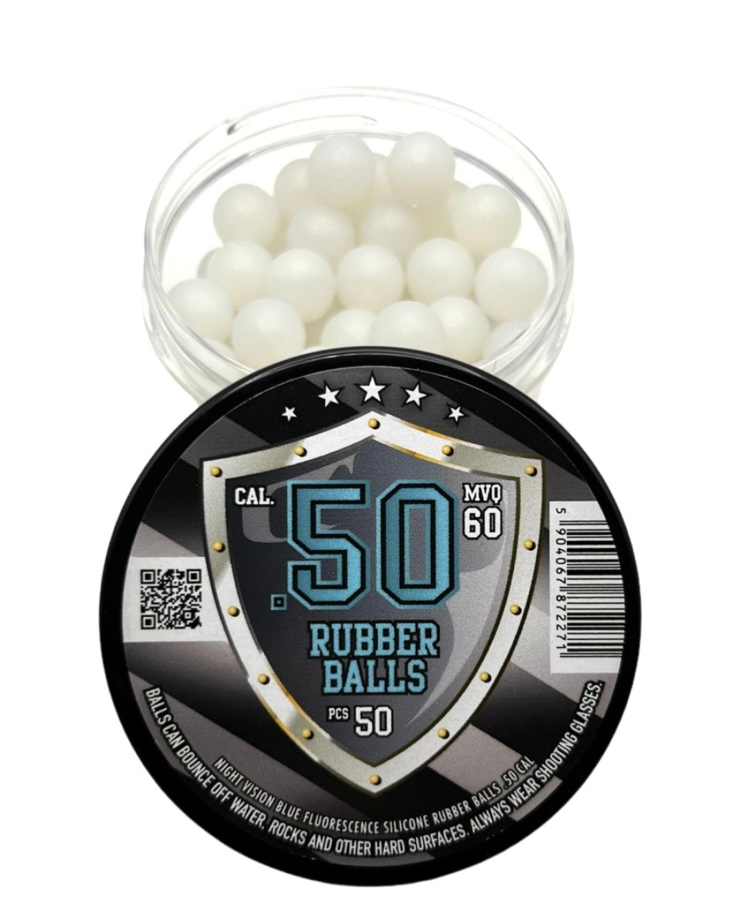 Rubber Balls 50 x Blue Night Vision Fluorescent Silicon Paintballs Glowing in The Dark in 50 Cal for Training and Self Home Defense