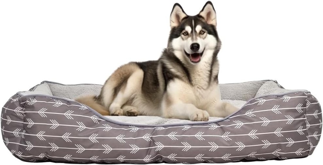 Dog bed for large and medium dogs, Orthopedic pet bed couch with anti-slip bottom, Comfortable and breathable dog bed, Machine washable pet beds 90 cm (Grey)