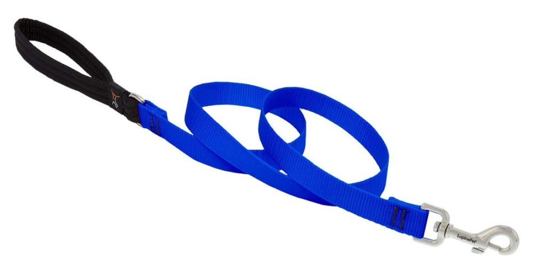 Dog Leash by Lupine in 34 Wide Blue 4Foot Long with Padded Handle
