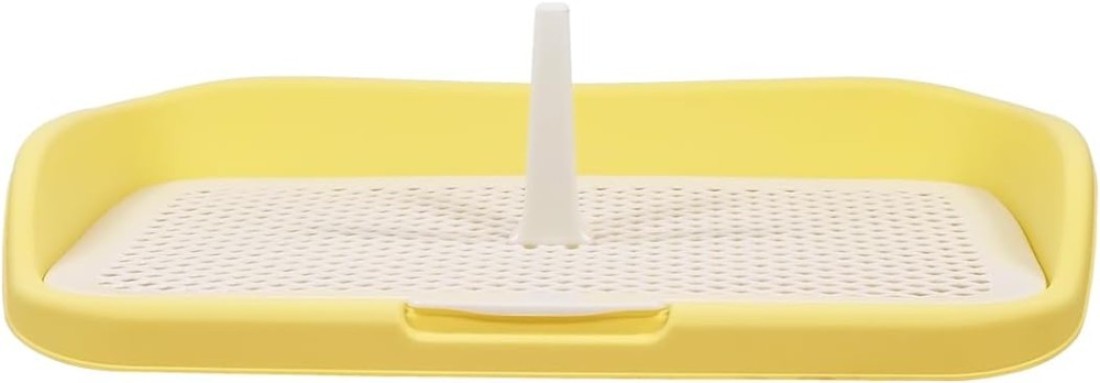 Dog potty toilet with Pee post, Detachable grid, and Raised fence, Anti-splash dog pee pad holder for small to medium-sized dogs, Reusable dog potty training toilet 48 cm (Yellow)