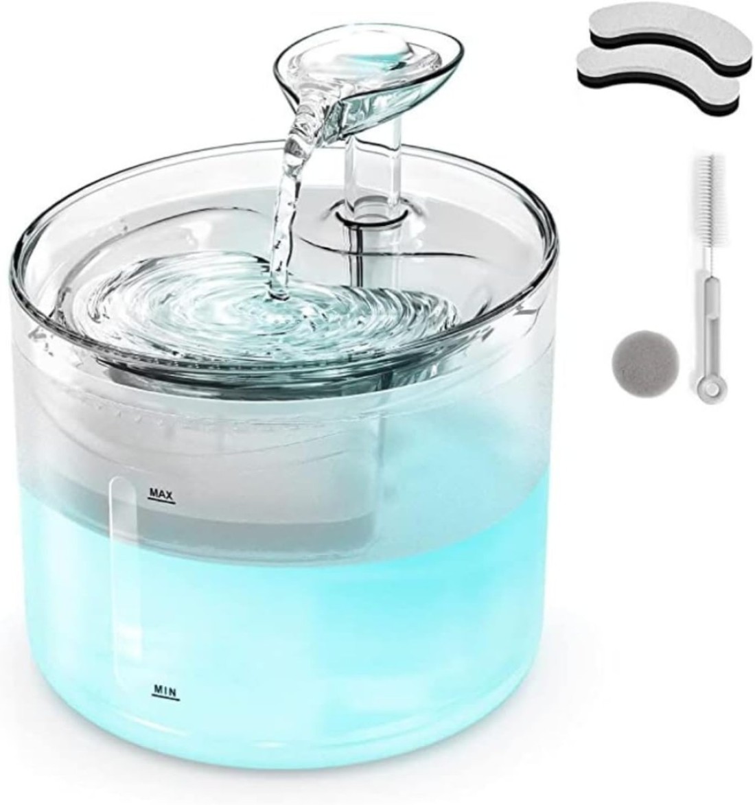 Jinou Cat Water Fountain - Made With Premium Quality Acrylic Glass - Pet Water Fountain With 3 Litre Water Tank- For Cats, Dogs &amp; Other Pets
