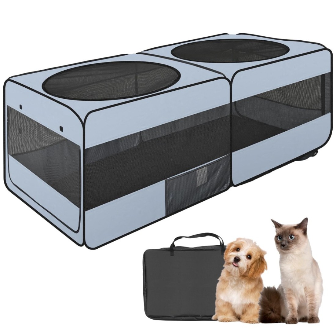 EighteenTek 2in1 Foldable Pet Playpen for Dogs and Cats Lightweight Portable Dog Playpens with Washable Pet Pee Pads and Easy Access Doors Indoor Outdoor Pet Play Pen Small 465 x 24 x 17