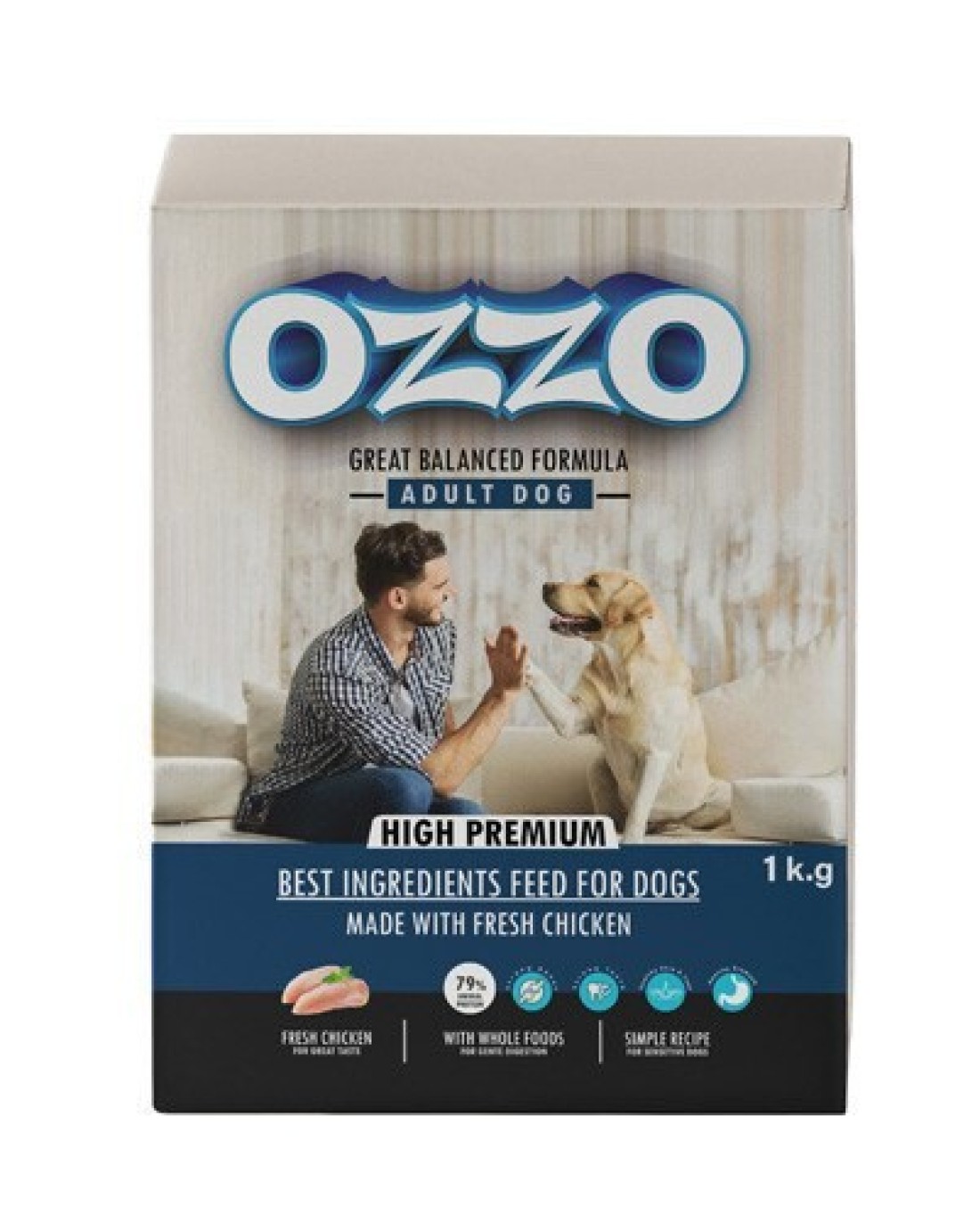 OZZO High Premium Adult Dog Dry Food &ndash; Fresh Chicken, Balanced Diet, Omega-Rich, Free from Corn &amp; Wheat 1 Kg