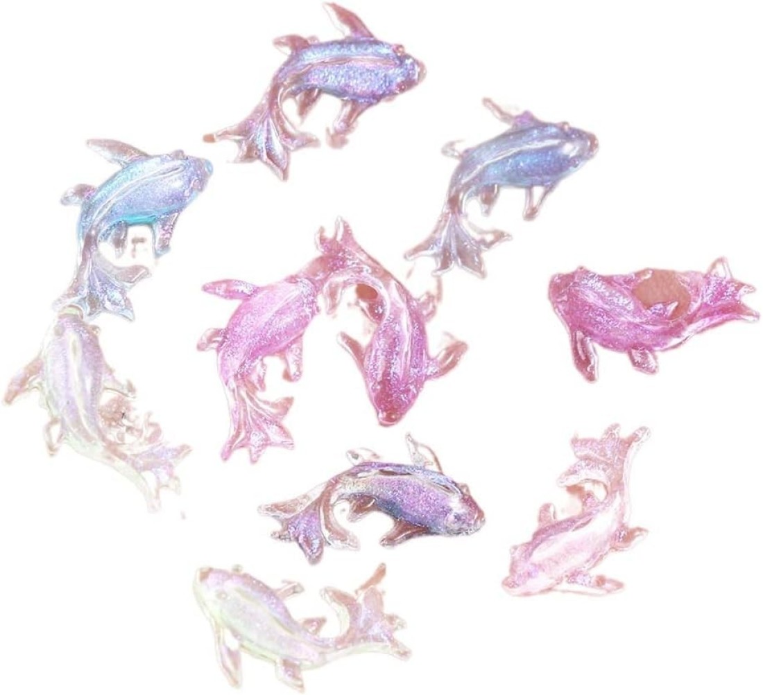 Galepromot 100Pcs Cute Mini Shiny Miniature Resin Goldfish Figurines, Fairy Garden Accessories Miniature Goldfish Decorations, Fairy Garden Accessories Ornament,Outdoor Statues