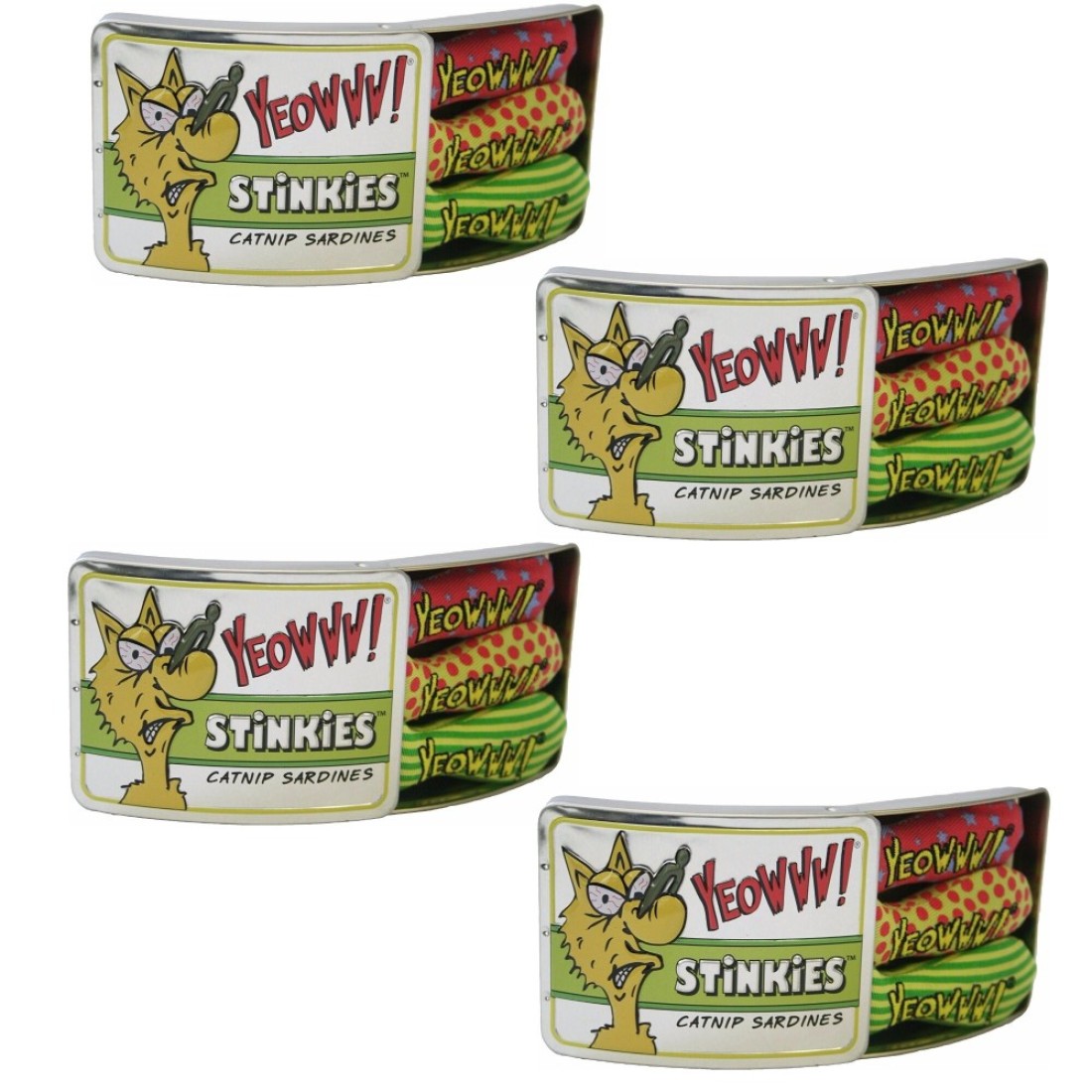 Yeowww Stinkies Catnip Sardines 4 PACK Pure Leaf and Flowertop 3 per Tin
