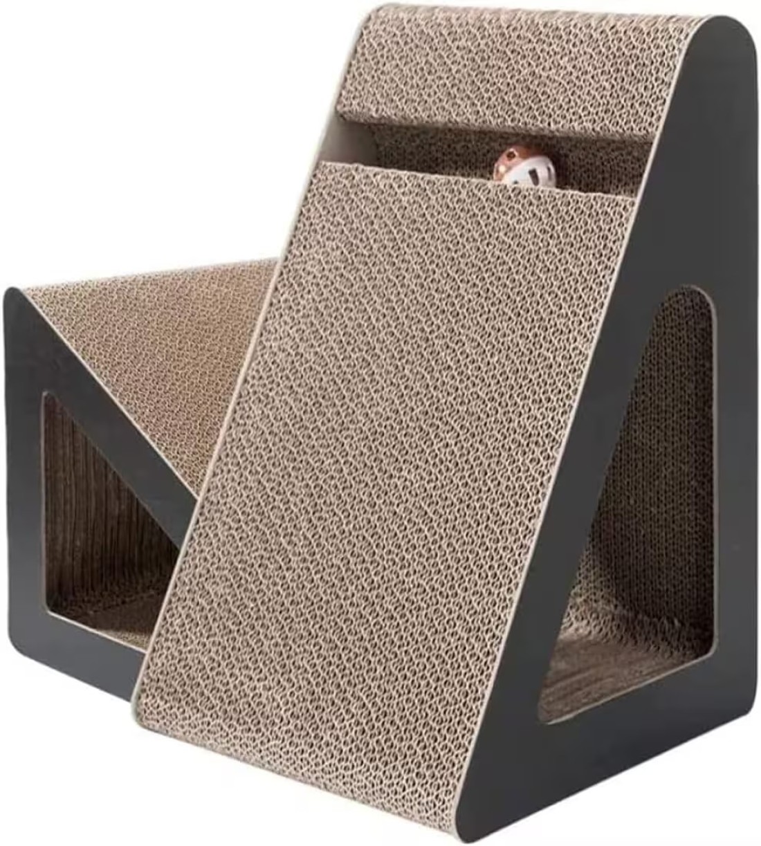 Vsell24 Vertical Triangle Cat Scratch Board Incline Scratching Mat Posts Pad With Multiple Scratching Angles Recyclable Corrugated Cardboard With Toy Balls Catnip 38X24X26Cm