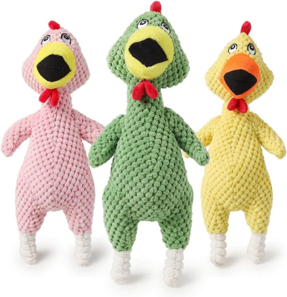 Plush Pet Singing Hens Dog Toy Multicolor - 3pc