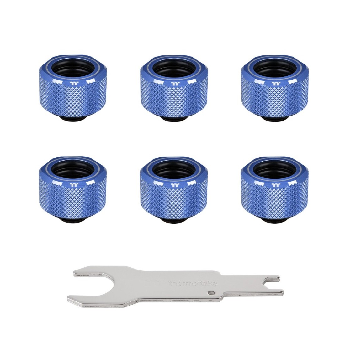 Thermaltake Pacific Blue 4 Build-In O-Rings C-Pro G1/4 PETG 16mm OD Compression Fitting 6 Pack CL-W210-CU00BU-B