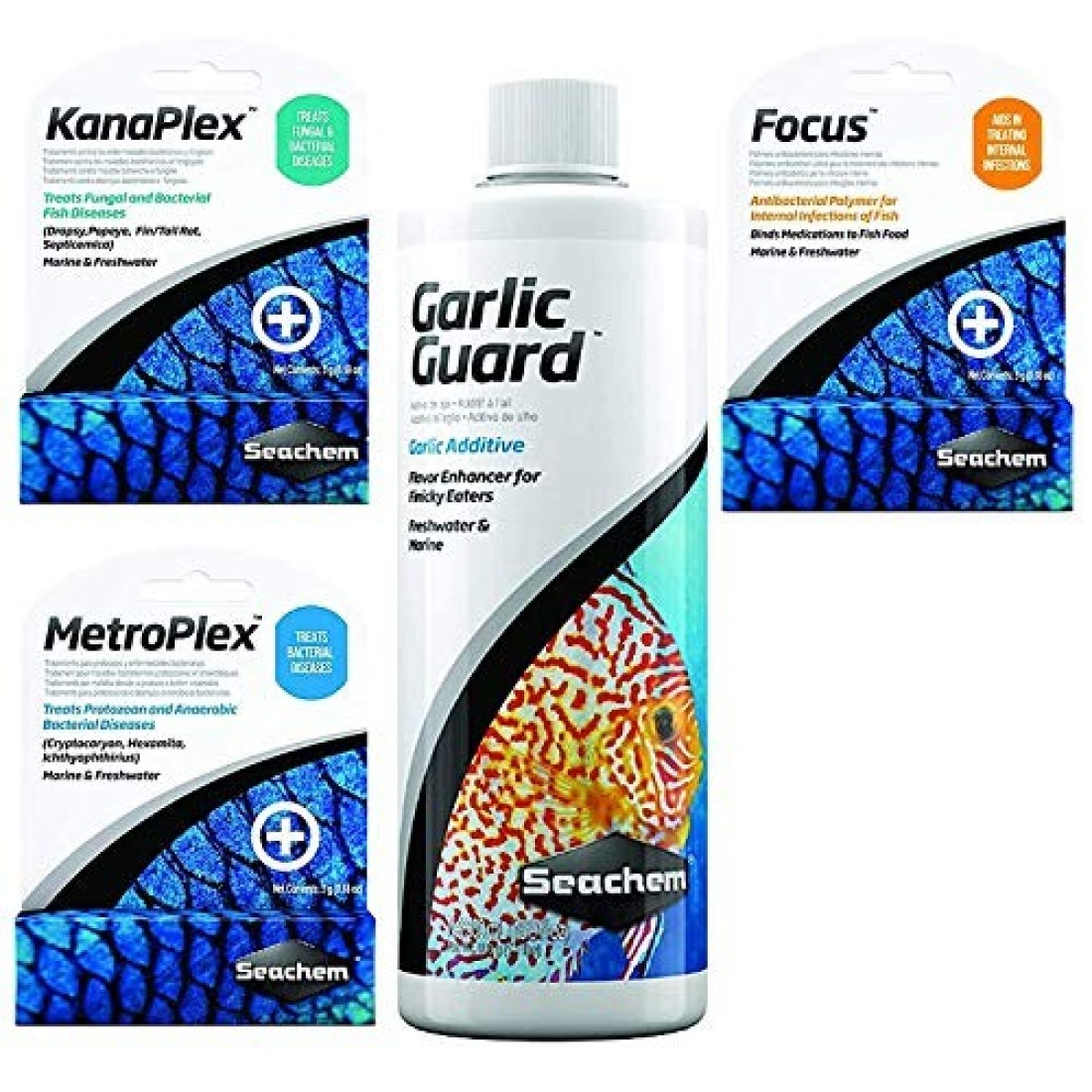 Seachem Treatments Ultimate Aquarium Bundle Pack Metroplex Kanaplex Focus Garlic Guard All In One Aquarium